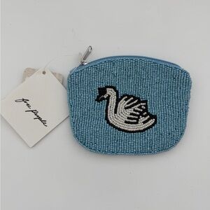 NWT Free People Swan Lake Beaded Wallet Mini Coin Zipper Purse
